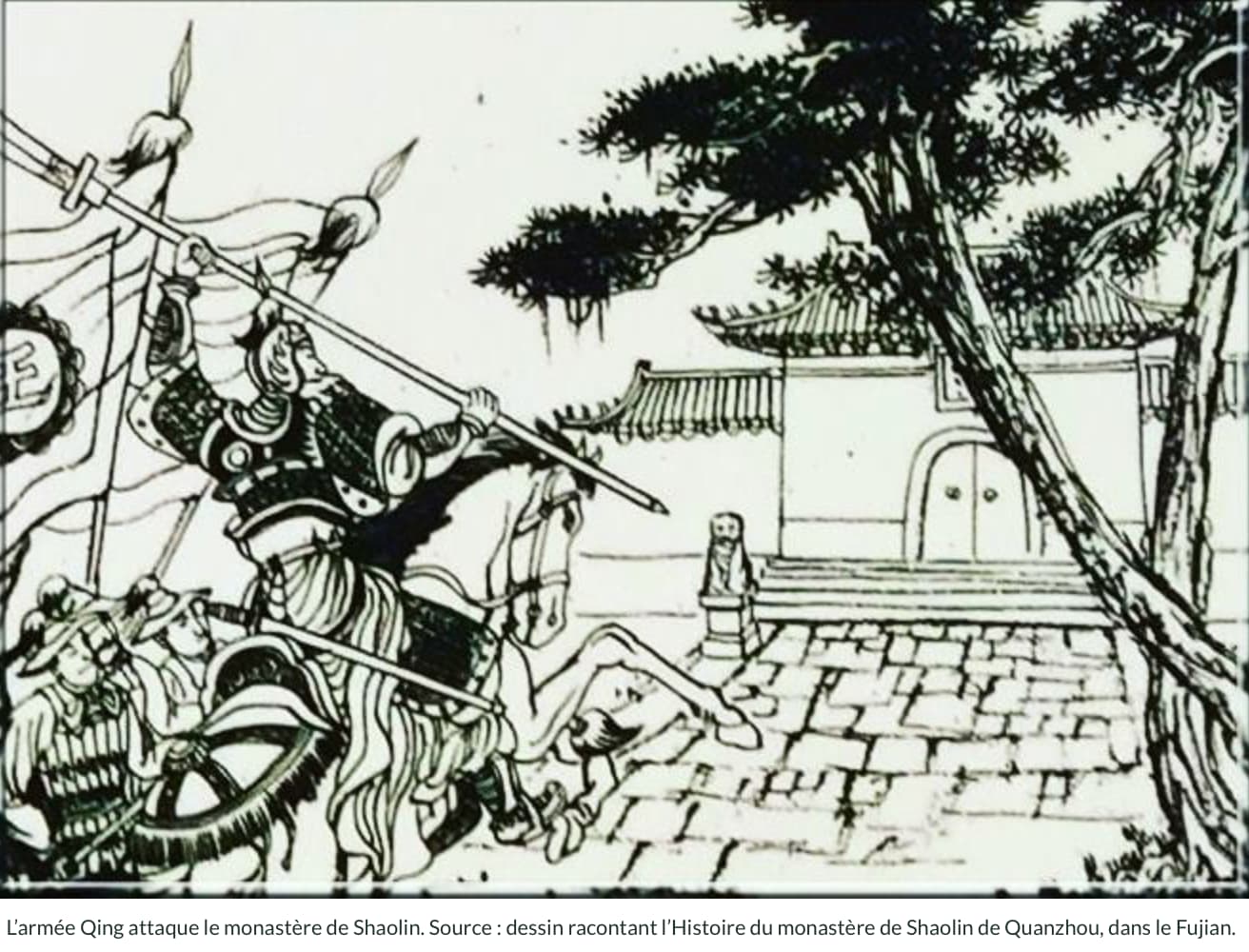 L'armée Qing attaquant le temple Shaolin